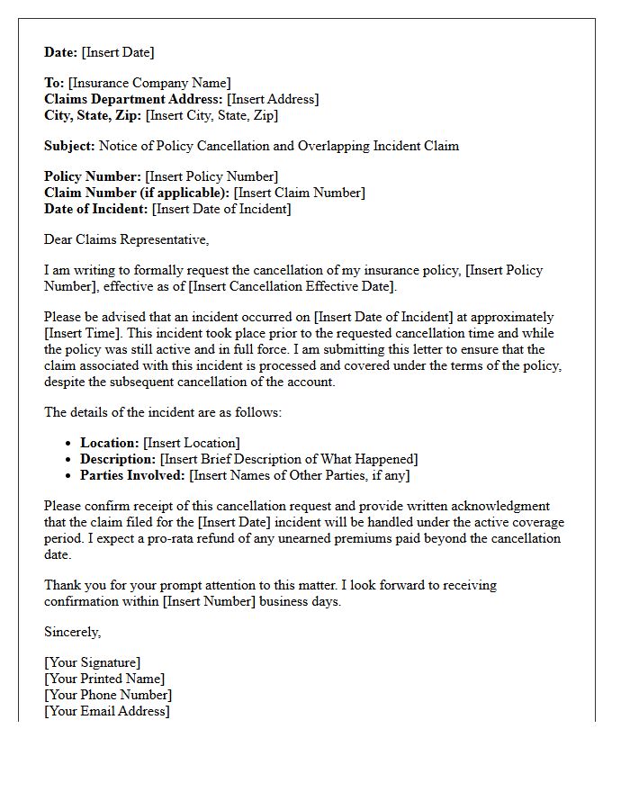 Policy Cancellation and Incident Overlap Letter