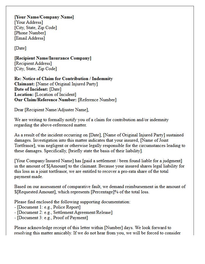 Joint Tortfeasor Recovery Letter