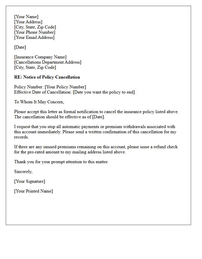 Insurance Policy Cancellation Consumer Report Letter