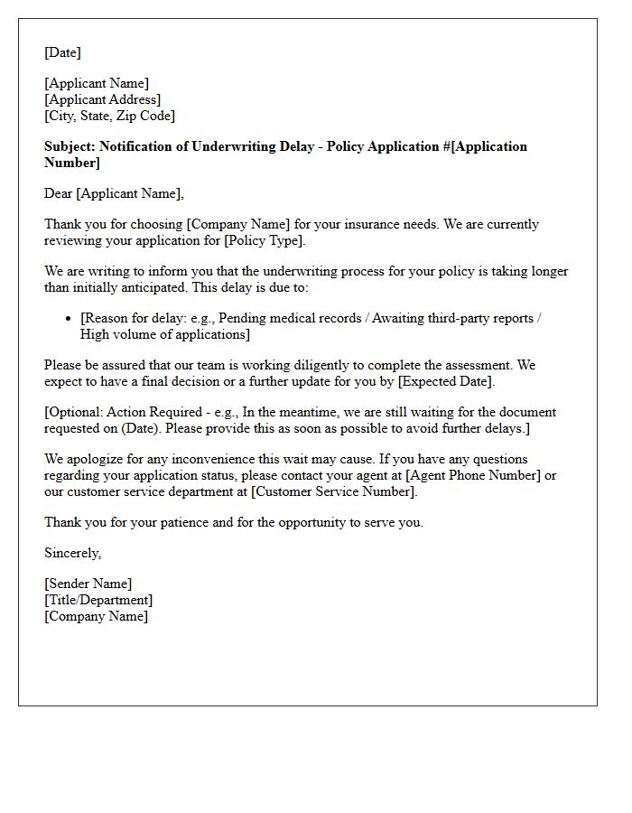 Policy Underwriting Delay Explanation Letter