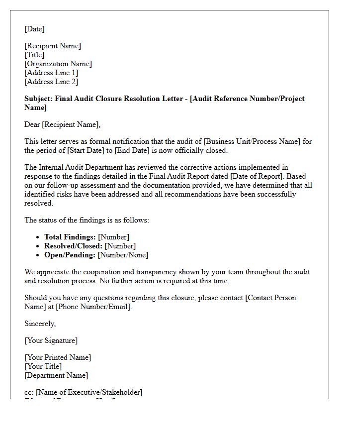 Final Audit Closure Resolution Letter