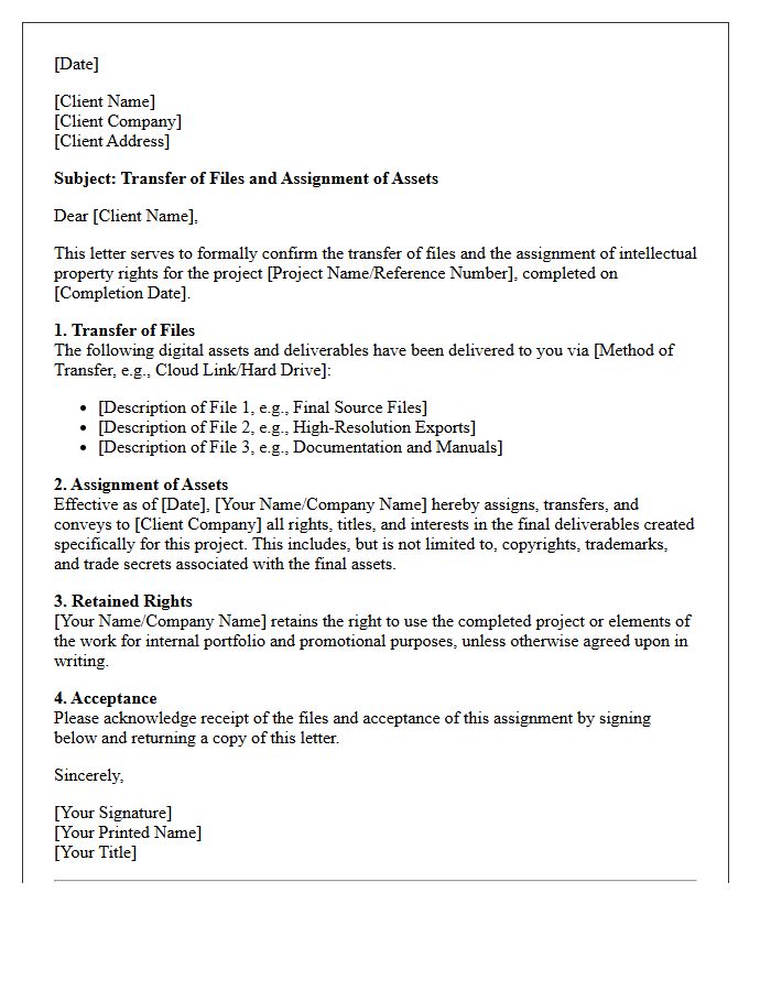 Client File Transfer And Asset Assignment Letter