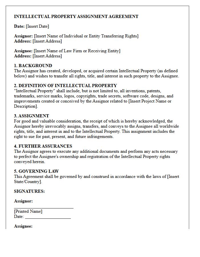 Law Firm Intellectual Property Assignment Letter