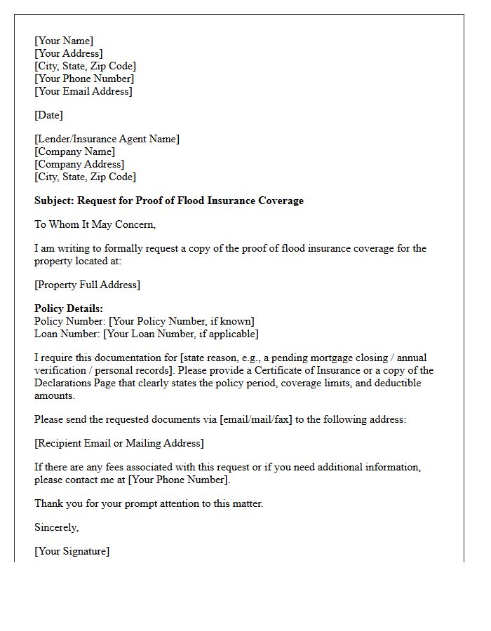 Proof of Flood Insurance Coverage Request Letter