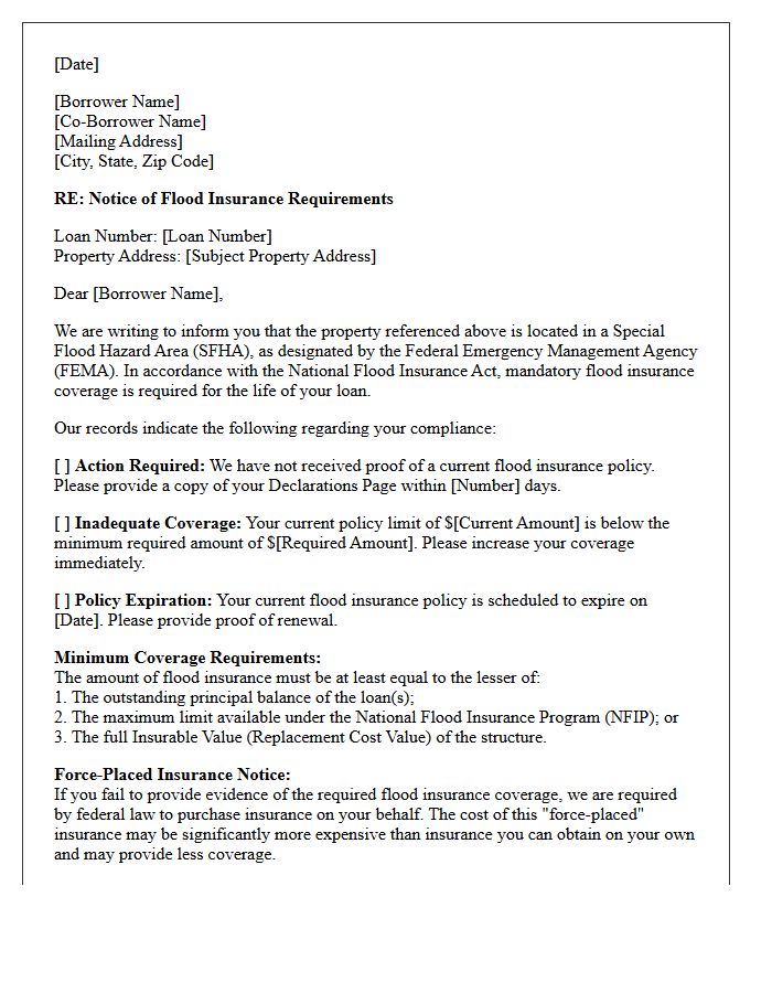National Flood Insurance Program Compliance Letter