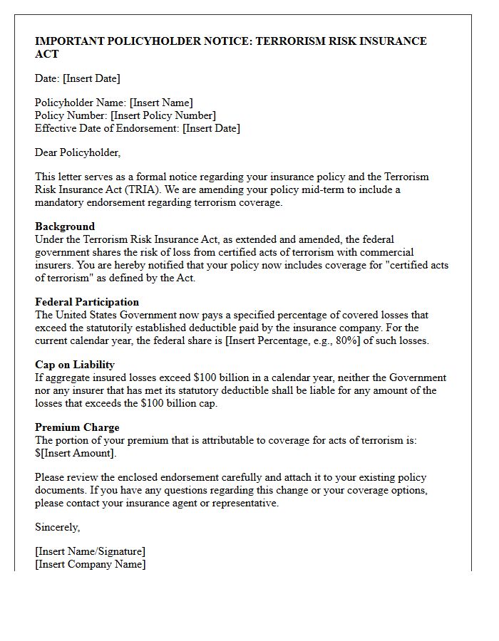Mid-Term TRIA Endorsement Notice Letter