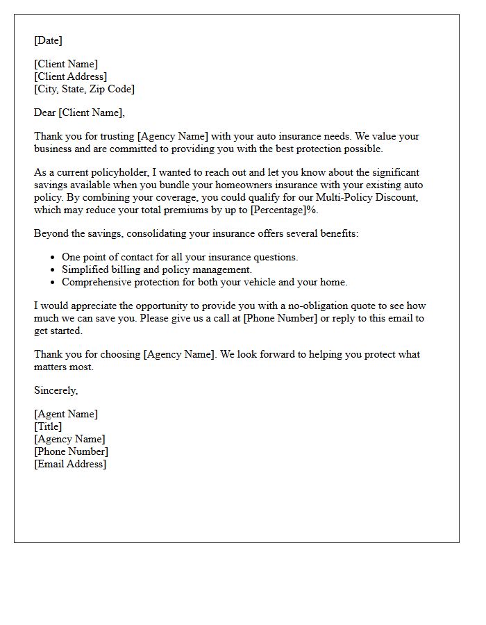 Auto Insurance Client Homeowners Insurance Cross-Sell Letter