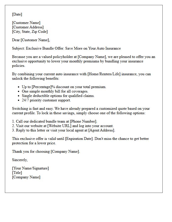 Exclusive Auto Insurance Bundle Offer Letter