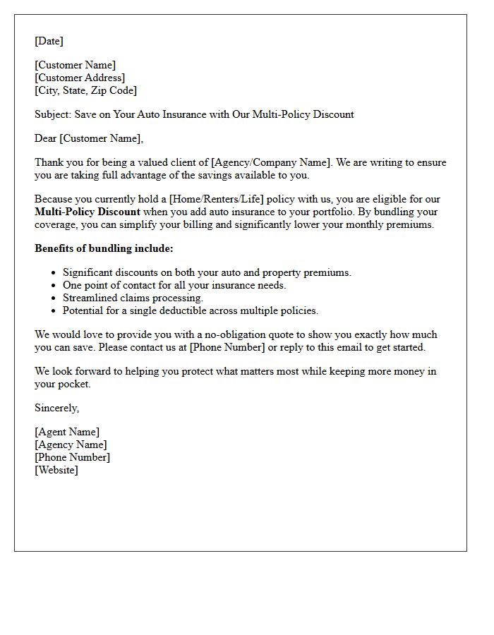 Multi-Policy Discount Auto Insurance Introduction Letter