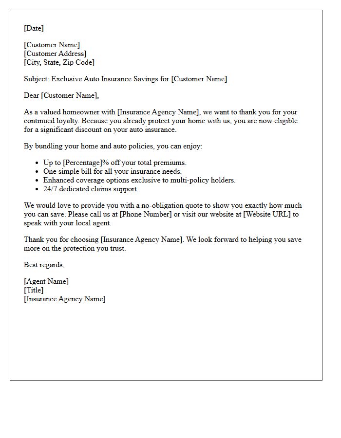 Loyal Homeowner Auto Insurance Savings Letter