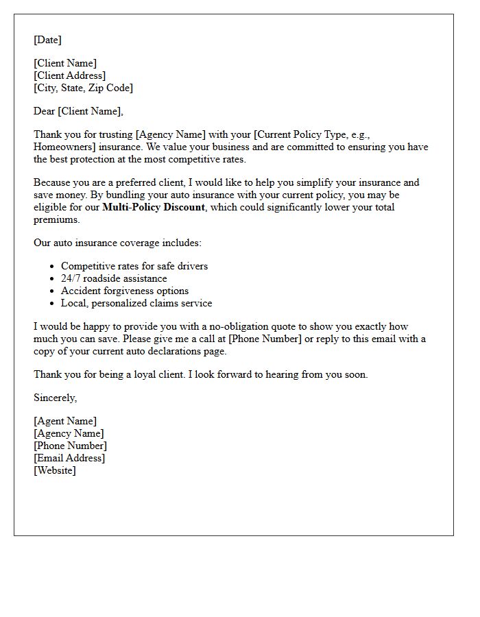 Preferred Client Auto Insurance Cross-Sell Letter