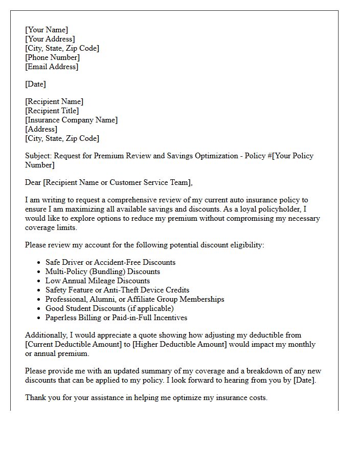 Maximize Your Savings Auto Insurance Letter