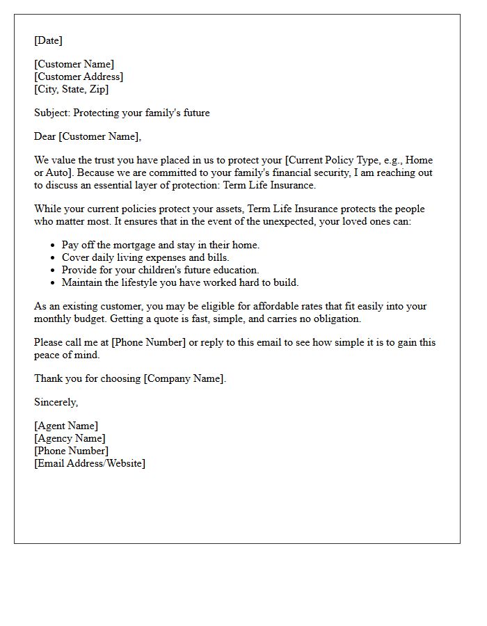Protecting Your Family Term Life Cross-Sell Letter