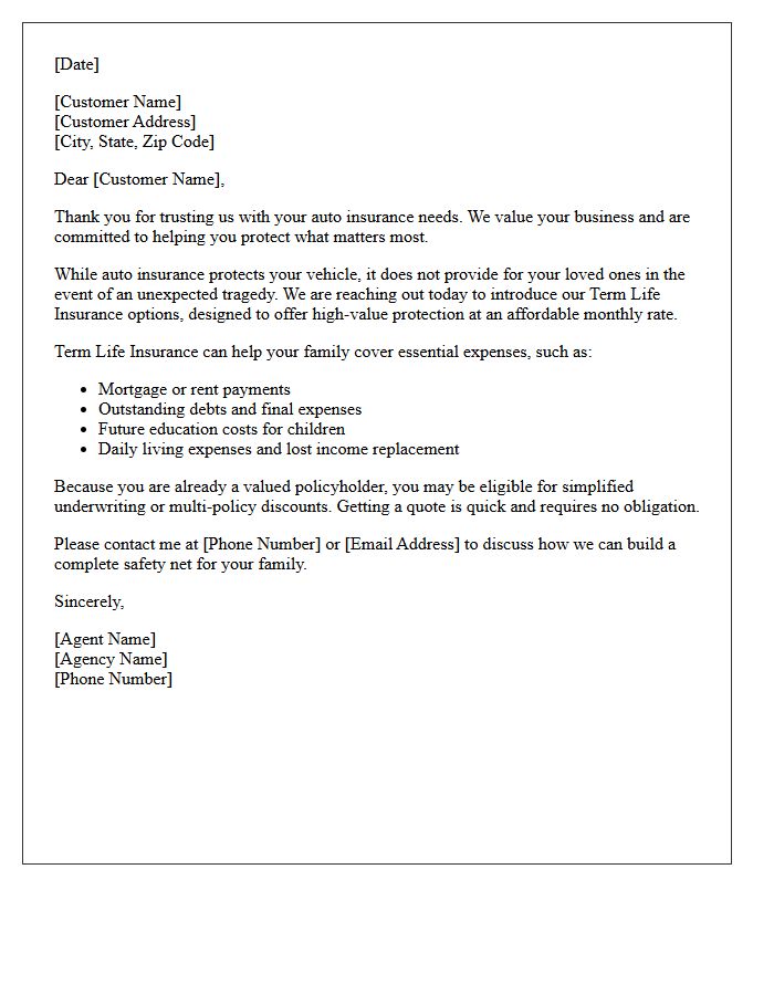 Beyond Auto Coverage Term Life Introduction Letter