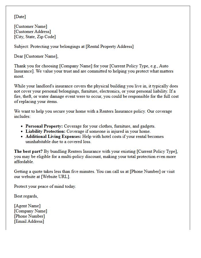 Secure Your Rental Home Insurance Cross-Sell Letter