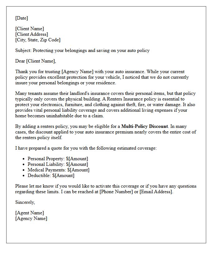 Comprehensive Coverage Auto Client Renters Letter
