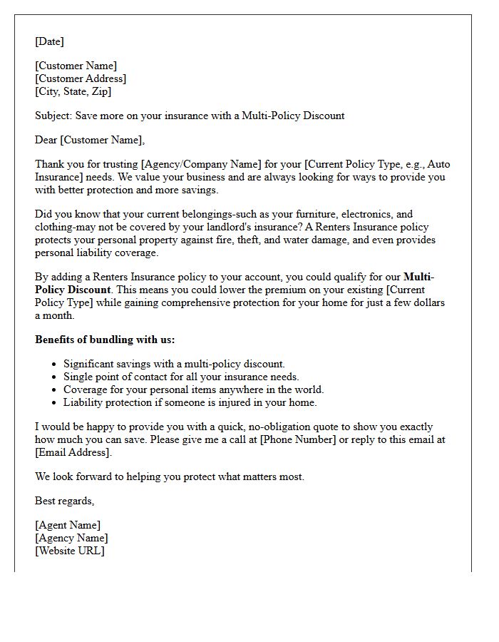 Multi-Policy Discount Renters Insurance Cross-Sell Letter