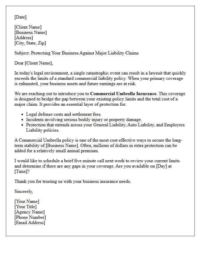 Bridging The Coverage Gap Commercial Umbrella Introduction Letter