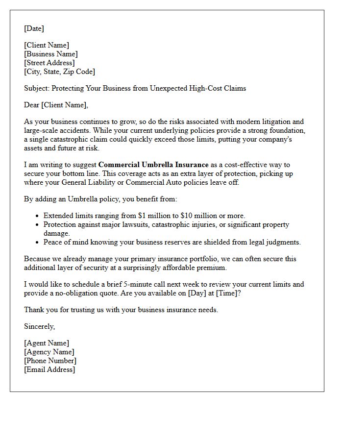 Securing Your Bottom Line Commercial Umbrella Cross-Sell Letter