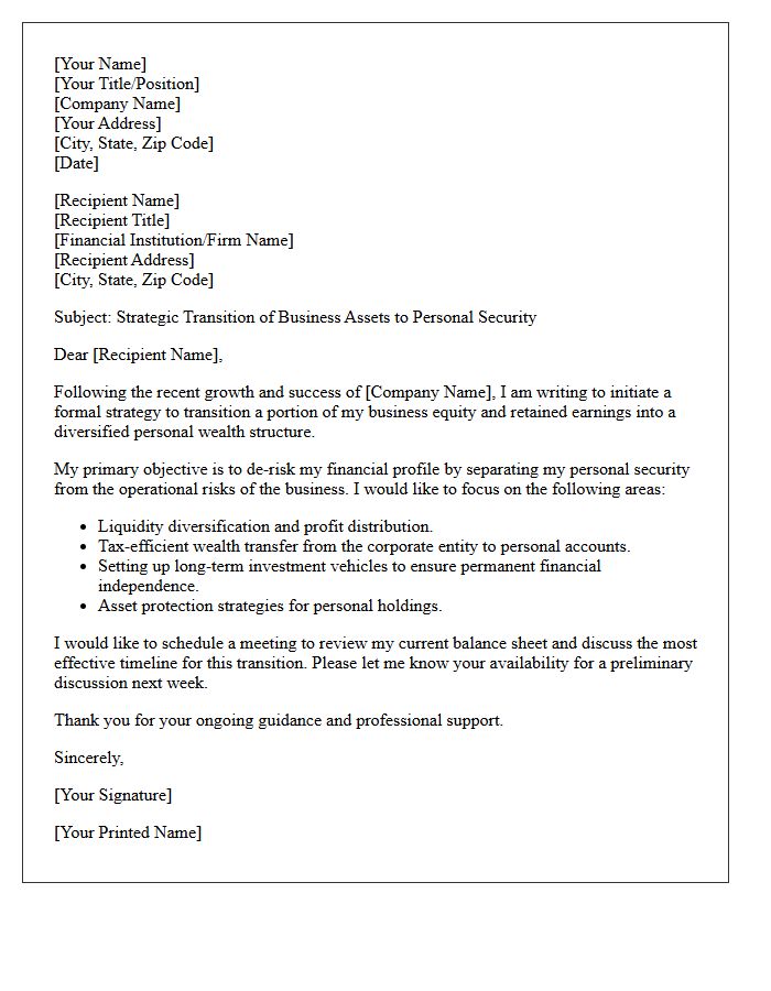 Transitioning Business Success into Personal Security Letter