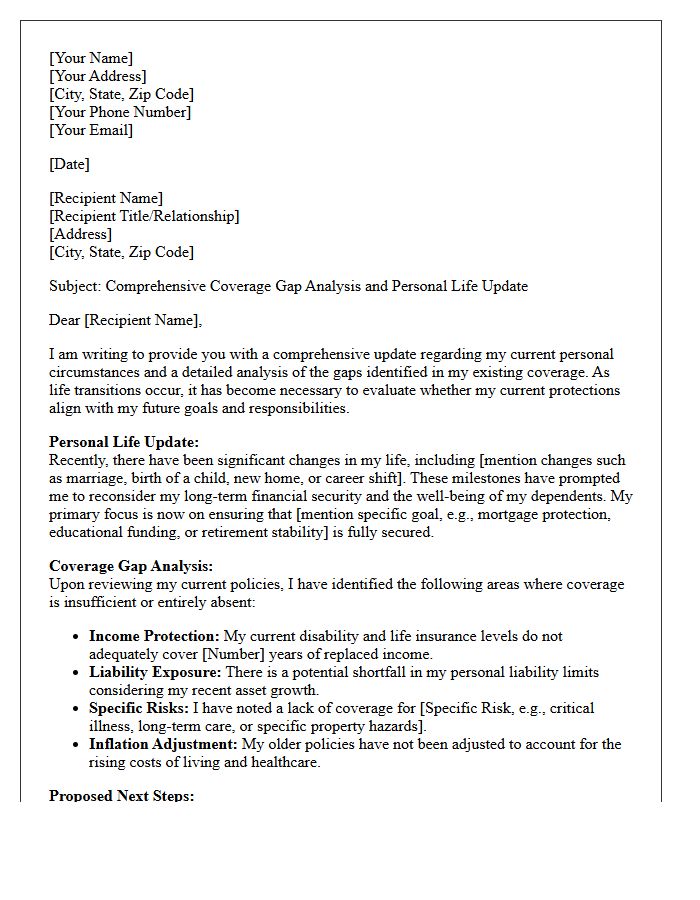 Comprehensive Coverage Gap Analysis and Personal Life Letter