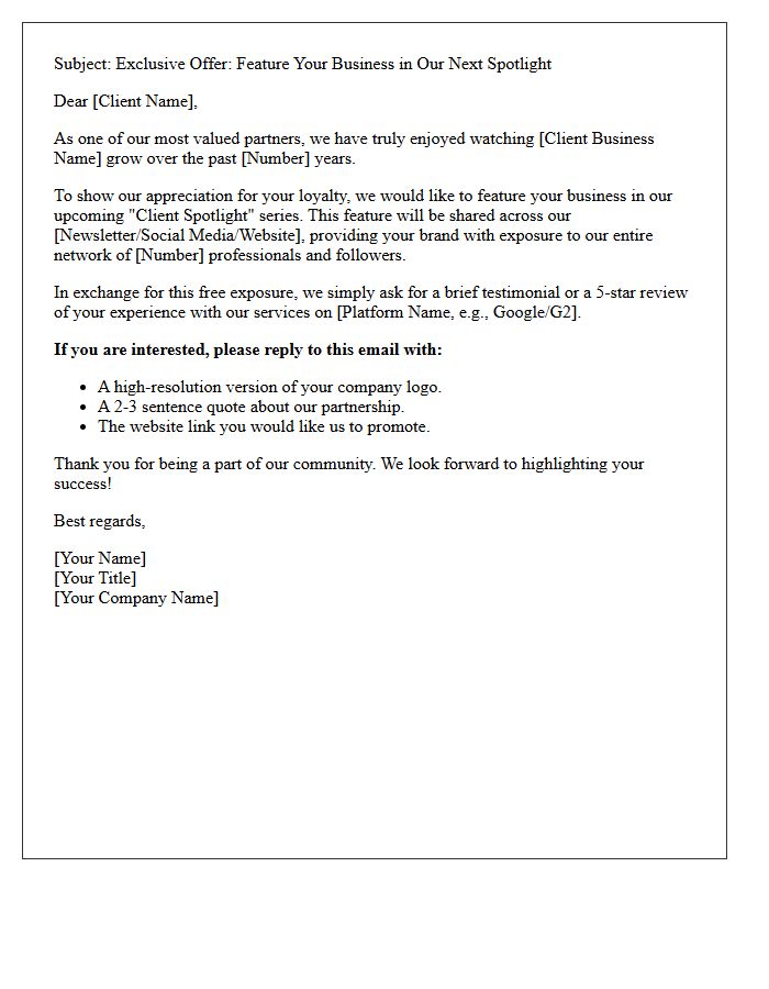 Loyal Client Business Exposure Review Offer Letter