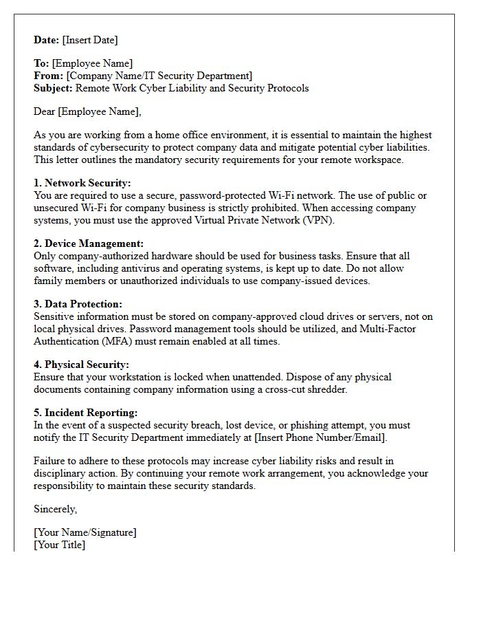 Home Office Cyber Liability Protection Letter