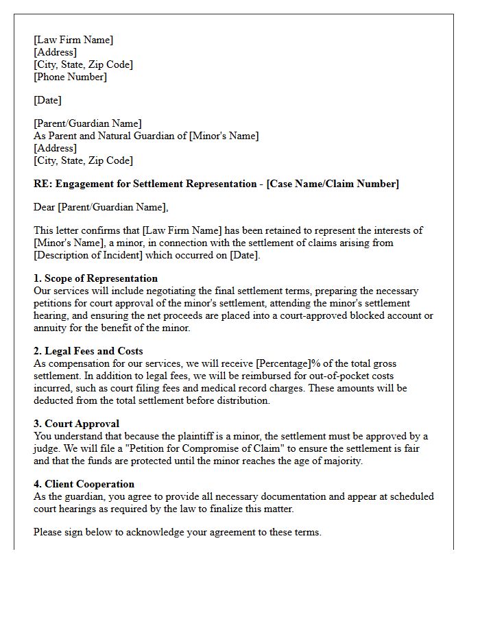Minor Plaintiff Settlement Engagement Letter