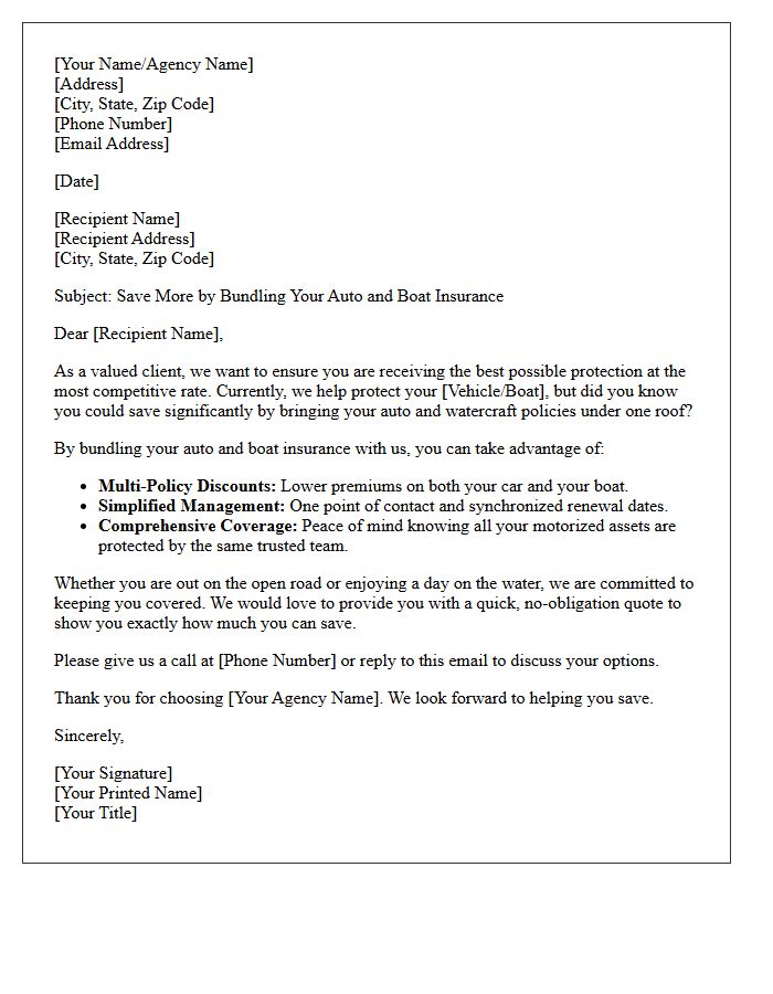 Bundle Your Auto and Boat Coverage Letter