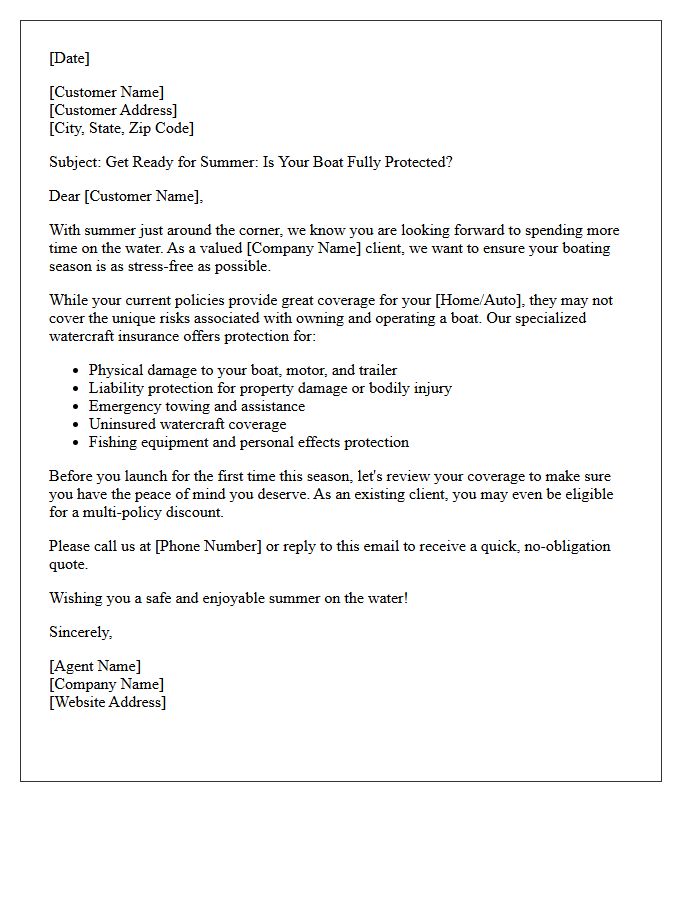 Summer Boating Season Cross-Sell Letter