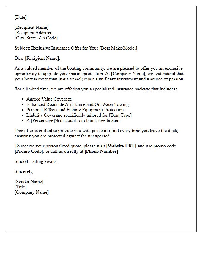 Exclusive Boat Insurance Offer Letter