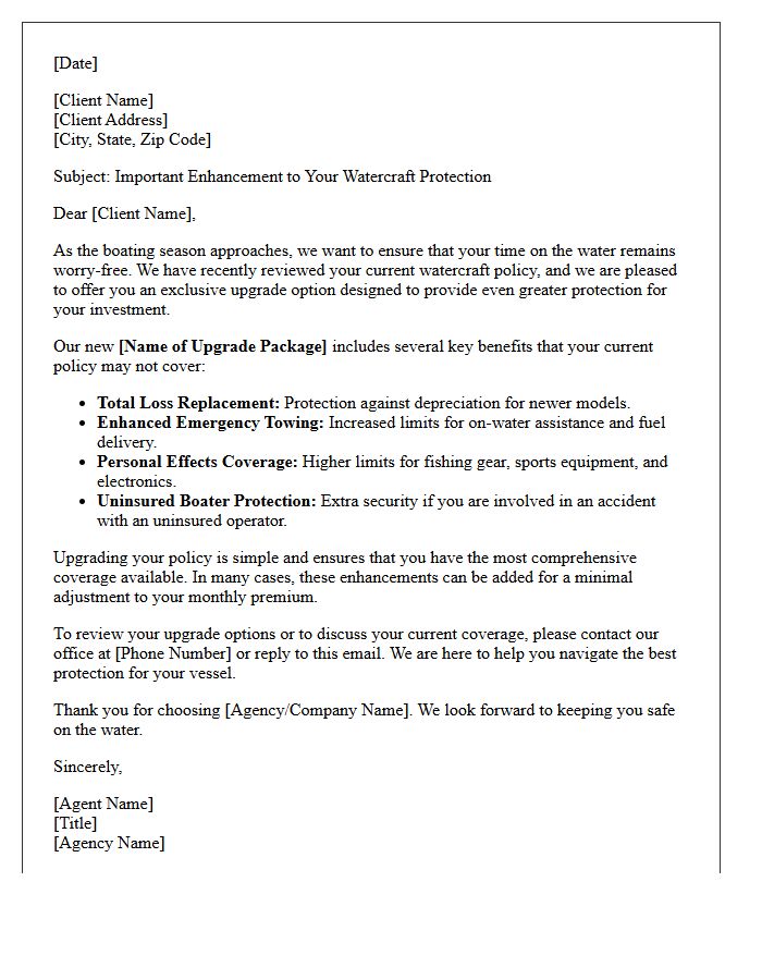 Protect Your Watercraft Client Upgrade Letter