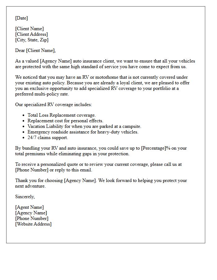 Exclusive RV Coverage Offer Letter for Auto Clients