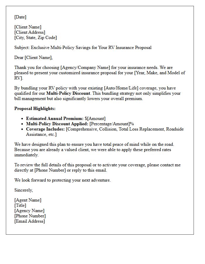 Multi-Policy Discount RV Insurance Proposal Letter