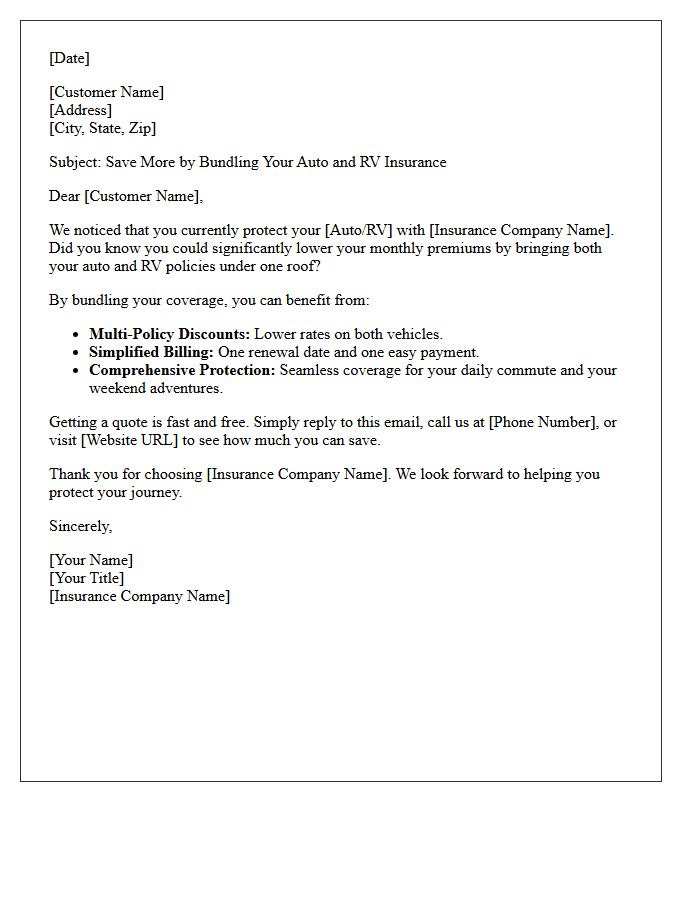 Bundle Your Auto and RV Insurance Invitation Letter