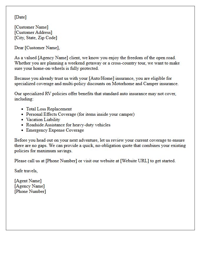Motorhome and Camper Insurance Cross-Sell Letter