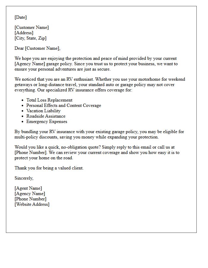 Complete Your Garage RV Insurance Cross-Sell Letter