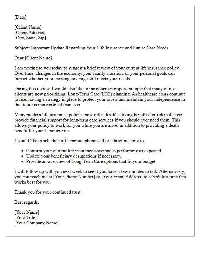 Life Insurance Policy Review And Long Term Care Introduction Letter