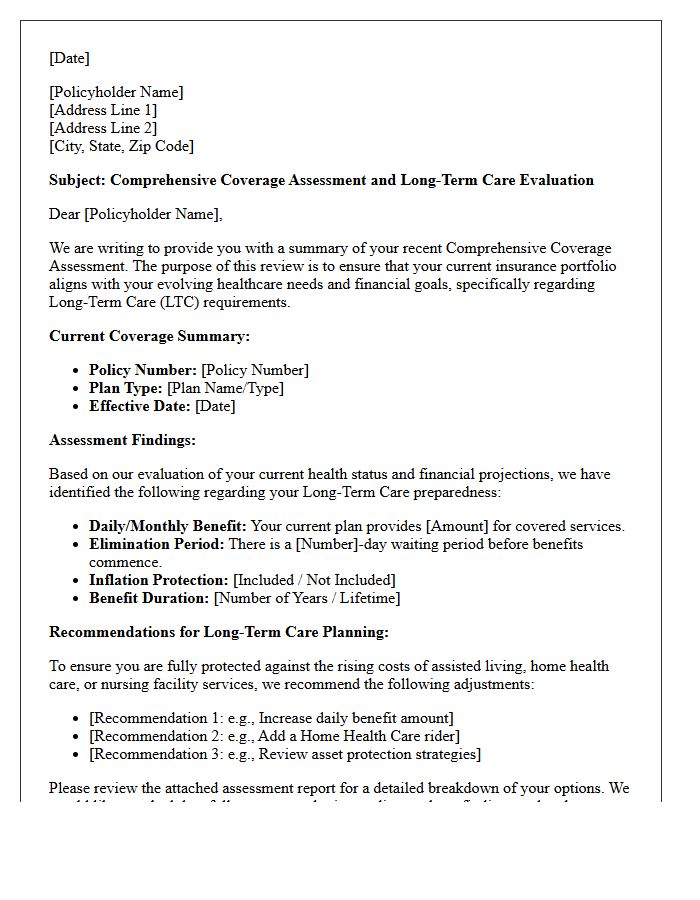 Comprehensive Coverage Assessment And Long Term Care Letter