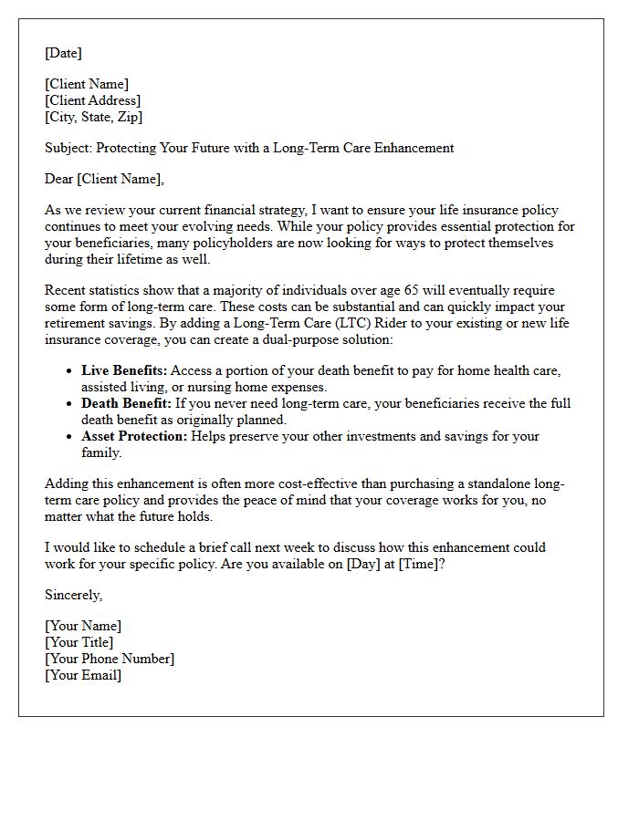 Enhancing Your Life Insurance With A Long Term Care Letter