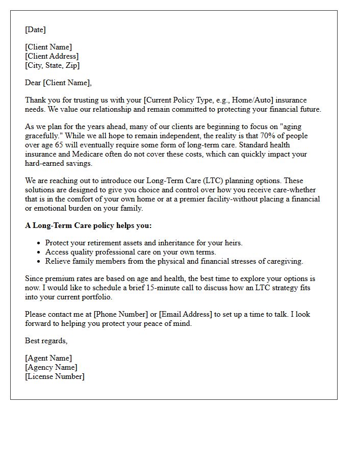 Aging Gracefully Long Term Care Cross-Sell Letter