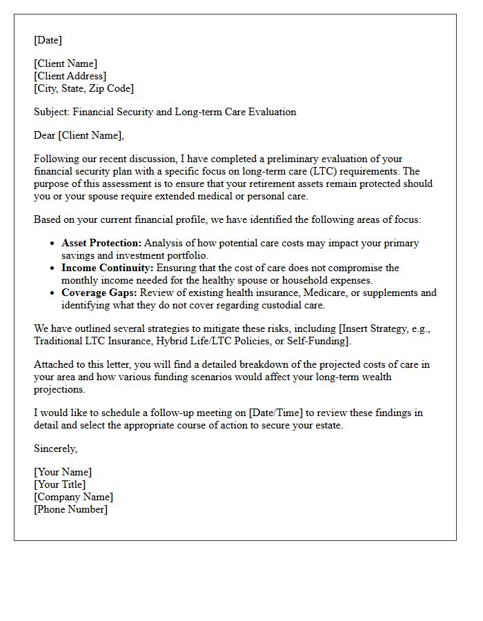 Financial Security And Long Term Care Evaluation Letter