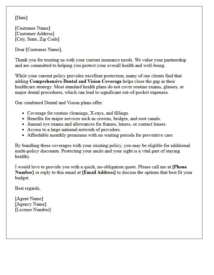 Comprehensive Coverage Dental and Vision Cross-Sell Letter