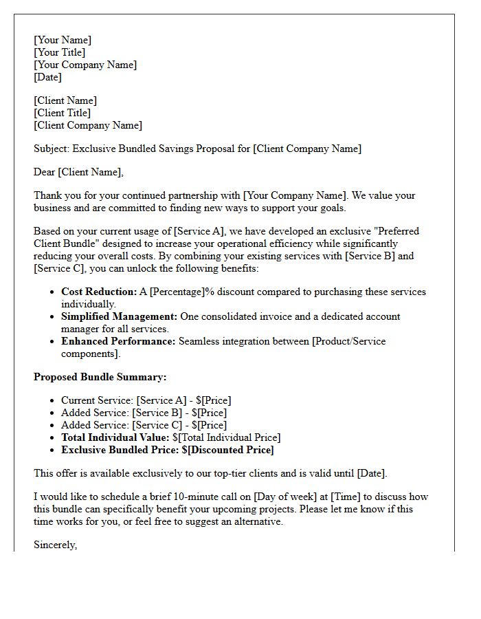 Exclusive Client Bundled Savings Proposal Letter