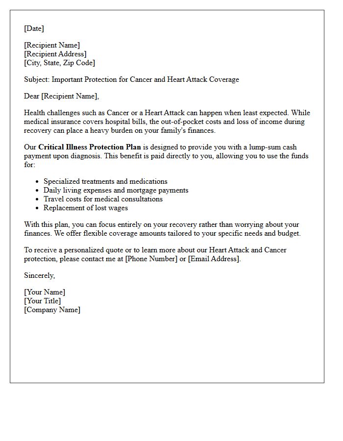 Heart Attack and Cancer Critical Illness Protection Letter