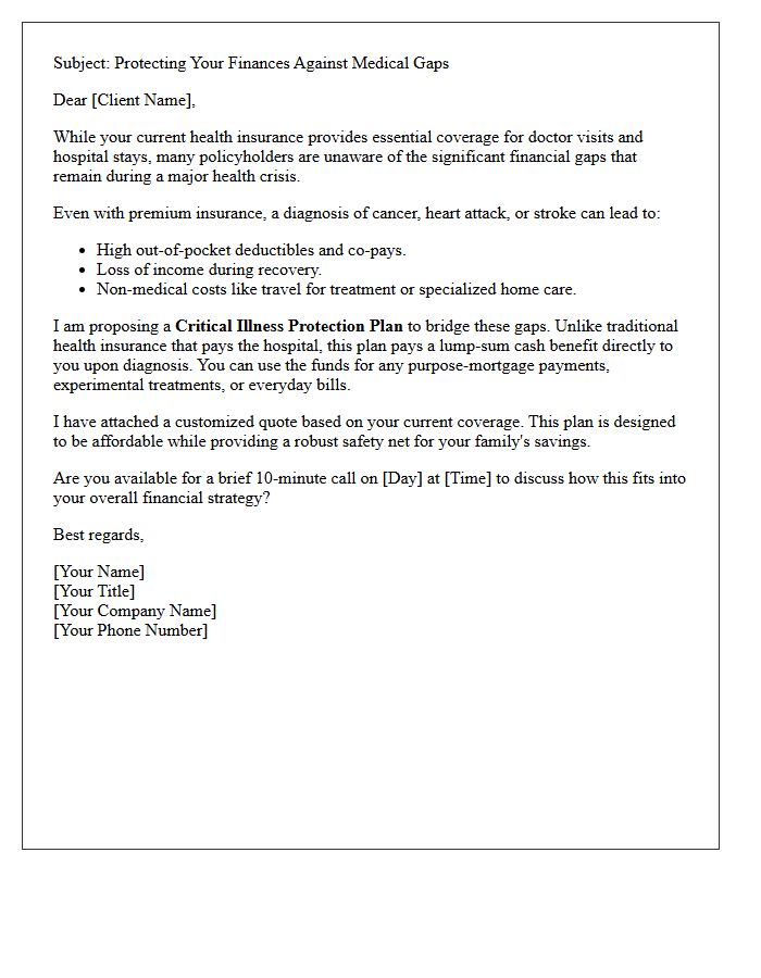 Health Insurance Gap Critical Illness Proposal Letter