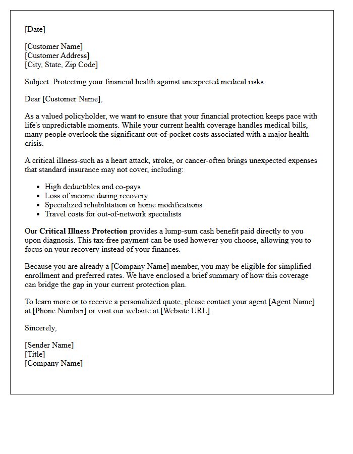 Medical Risk Awareness Critical Illness Cross-Sell Letter