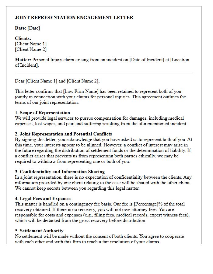 Joint Representation Personal Injury Engagement Letter