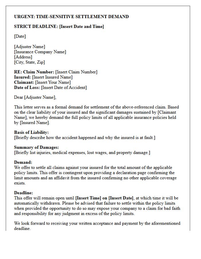 Time-Sensitive Policy Limit Demand Letter