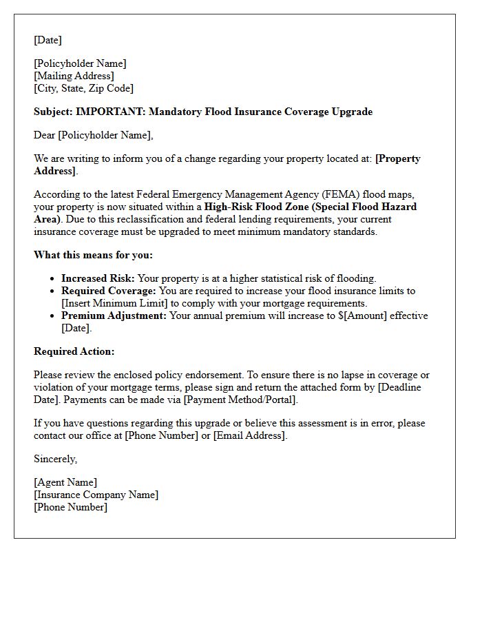 High-Risk Flood Zone Policy Upgrade Letter